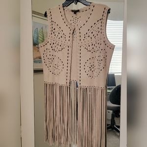 Long fringed suedelike vest.